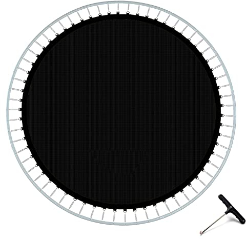 DASJD Sprungtuch Trampolin, Trampolinmatte Ersatzteile Trampolin, Incl. Federspanner, Trampolin Matte für Gartentrampolin, Schwarz, Runde,8FT/48 Buckles