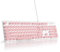 SOLIDEE Membrane Keyboard 100%,Punk Typewriter Full Size 104 Keys,Typewriter Retro Round Keycaps Keyboard,LED Backlit Slim Keyboard with Wired Cable for PC/Win/Mac/Laptop(US Layout QWERTY)(V300 Pink)