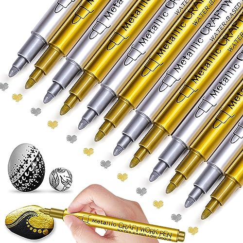 RiyaNed permanent marker,6 Gold 6 Silber,Acrylstifte Marker Stift Für Stein, Holz, Glas, Keramik, Leinwand, Reifen.