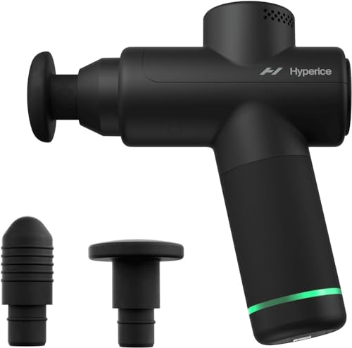 Hyperice Hypervolt Go 2 Black - Featuring Quiet Glide Technology - Handheld Percussion Massage Gun | 3 Speeds, 2 Interchangeable Heads | Helps Relieve Sore Muscles and Stiffness
