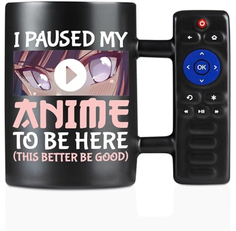 Onebttl Anime Gifts For Men, Him - Remote Coffee Mug - Gift for Anime Lovers - 13.5oz/400ml Funny Ceramic Mug - Paused My Anime