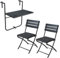 SVITA 3-teiliges Balkonmöbel klappbar 1 Tisch 2 Stühle Balkonset Bistroset Gartenmöbel Schwarz