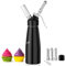 Newaner 500ml Sifone Panna Montata, sifon da Casa e Cucina Alluminio con 3 Ugelli in Acciaio Inox e 1 Spazzola da Pulizza, per Decorazione Torte di Compleanno Pasticceria Panna Gelato e Dessert