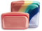 Stasher Sacchetto riutilizzabile in silicone, contenitore per alimenti, adatto al microonde e alla lavastoviglie, a prova di perdite, confezione da 2, arcobaleno splash + rosso
