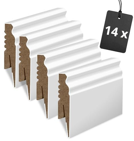 Golddoor Ensemble de 14 Plinthes MDF Lisses - Élégance et Simplicité, Hauteur 10 cm pour Intérieurs Chics