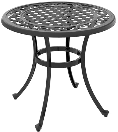 Outsunny Beistelltisch, Gartentisch, Terrassentisch mit Aluminiumrahmen, Couchtisch bis 50 kg Belastbar für Garten, Balkon, Schwarz, 60 x 60 x 53 cm