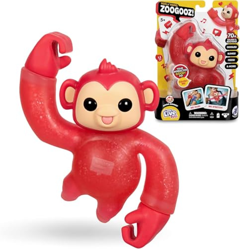Little Live Pets Hug n' Hang Zoogooz Mooki Monkey, weiches und elastisches Haustier, +70 Geräusche und Reaktionen, 3 Verschiedene zum Sammeln, Verstecktes Amulett, für Kinder ab 2 Jahren +, Famosa