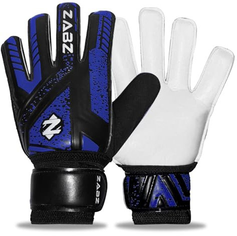 ZABZ Torwarthandschuhe aus rutschfestem Latexmaterial, Fußballtorwarthandschuhe, Handgelenkschutz für Kinder, Jugendliche und Erwachsene (blau, Größe 3 – geeignet für 5–6 Jahre)
