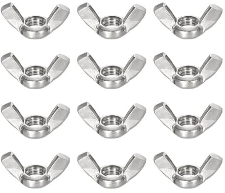 sourcing map 3/8-16 Wing Nut 12 Pcs, 304 Stainless Steel Butterfly Wing Nuts Fasteners Parts Hand Twist Tighten Wing Nuts for Machinery Electronic Equipment DIY, Silver