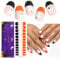 EBANKU Halloween Semi Cured Gel Nail Strips, 24PCS Long Lasting Stickers - Easy to Apply & Remove for Salon Quality Manicure | Black Orange French Ghost