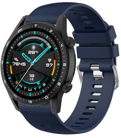 Wanme Bracelet Compatible avec Samsung Galaxy Watch 46mm, Galaxy Watch 3 45mm, Gear S3 Frontier/Classic Bracelets, 22mm Silicone Remplace Bracelet pour Huawei GT 2 46mm/GT3/GT3 Pro (22MM, Bleu Nuit)