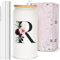 Customized Personalized Gifts for Women, Cute Glass Cups with Lids and Straws, Monogram Initial Drinking Iced Coffee Cup Custom Letter Tumbler Mug, Sister Daughter Mother in Law Step New Mom Gifts, R