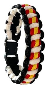 MIBANDERA Pulsera Bandera España Hombre Mujer. Pulsera España Cuerda Trenzada. Pulsera Cuero Tela España con cierre. (Marinera Negro 21 cm)