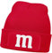MoonWorks® Herren Beanie Patch Strickmütze mit Buchstabe M Aufdruck Fasching Karneval Lustig Mütze Männer Rot Unisize