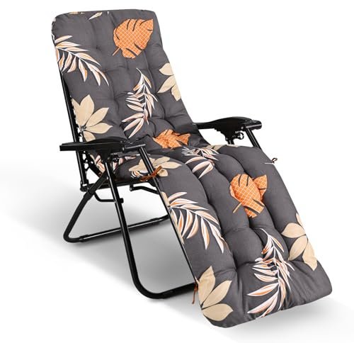 WildFun Sun Lounger Cushions Only, 170 * 53 * 8cm Garden Sunlounger Thick Chair Cushions with Non-Slip Top for Indoor Outdoor Garden Patio Beach (Autumn)