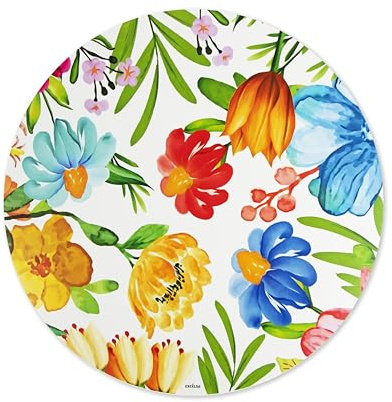 Excelsa Blooming Set 6 Tovagliette Americane Rotonde, Diametro 38 cm, Motivo Floreale Multicolore, PP/EVA
