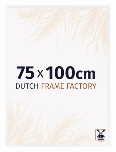 Dutch Frame Factory - Bilderrahmen 75x100 cm Weiß Hochglanz - Kunststoff | Antireflex-Acrylglas aus Kunststoff, Wandmontage, Geeignet für Fotos, Poster und Puzzles, Easy, Made in Holland