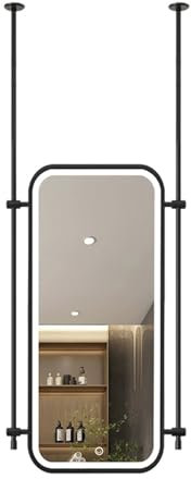 PFDHK Rechteckiger, An Der Decke Hängender Spiegel, Schwebender Dekorativer Spiegel, HD-Kosmetikspiegel for Das Badezimmer, Mit Anpassbarem Ausleger(Black,40x90cm)