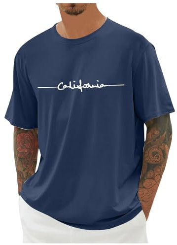 Mens T Shirt Summer Henley Short Sleeve Regular Fit Round Neck Casual Tops Classic Color Block Tee Shirts Breathable Sport Tops Moisture Wicking Workout Training Shirts T-Shirts (Navy,5XL)