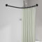 Duschvorhangstange Duschstange L Form Verstellbare Duschvorhang Winkelstange für Badezimmer Badewanne 72-95x90-130cm (Schwarz+24* Ersatzhaken)
