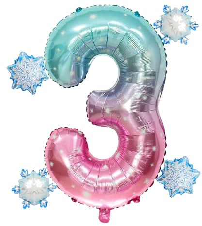Geburtstag Luftballon 3, Folienballon 3, Folienballons Zum 3, Schneeflocken Luftballon, Schneeflocken Ballons, Geeignet Für Mädchengeburtstagsfeiern, Hochzeiten, Weihnachten
