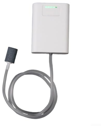 Homeponnew Pompa aeratore a batteria per acquario con indicatore di alimentazione a LED, ossigenatore portatile per acquario, interruttore di alimentazione automatico, sistema gorgogliatore con pietra