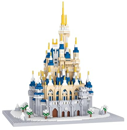 PlaySynthe Magisches Schloss Bausteine Bausatz, 4775 Teile Mikro Schneeschloss Klemmbausteine, STEM Sammlerstück Architektur Modell Spielzeug, Geschenke für Kinder und Erwachsene