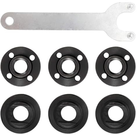 Dasbsug Juego de 7 llaves universales para amoladora angular, tuercas de metal de rosca de 5/8-11 para instalación de disco de corte, reemplazo de amoladora en ángulo