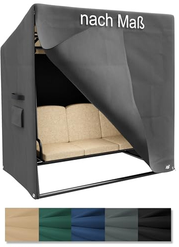 Epic Tube Hollywoodschaukel Abdeckung nach Maß, Abdeckhaube mit 2 Höhen auch für Gartenschaukel, 600D Oxford mit Zwei Wasserdichten Reißverschlüssen, Ösen und Zubehör – Made in EU