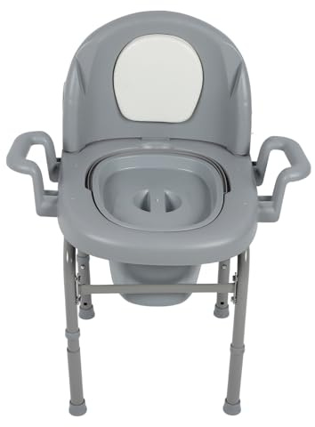 Tragbare Toilette mit Griffen, Höhenverstellung, mobiler Toilettenstuhl, erhöhte Toilette für Erwachsene, ältere Menschen, schwangere Frauen, stabiler Rahmen aus verzinktem Stahl,