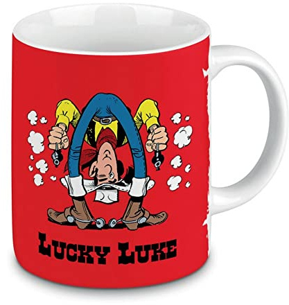 Könitz Tasse Becher Porzellan Lucky Luke (Rückwärtsschießen)