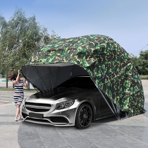 Carport retrattile in acciaio inossidabile, ricovero auto pieghevole con serratura, garage pieghevole mobile, garage portatile per tutte le stagioni per parcheggio, cortile, giardino(5.9*2.7*2.5M)