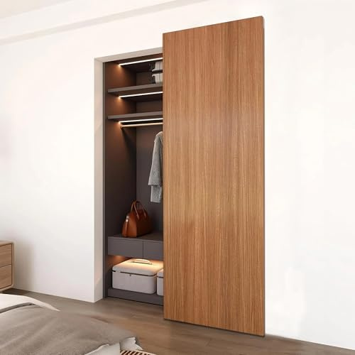 JUBEST 30 Concealed Barn Door Hardware Kit with Soft Close Mechanism, Wall Mounted Invisible Sliding Door Track for Opening Width 22 to 26, Hidden Barn Door Hardware Kit, Door Needs Groove