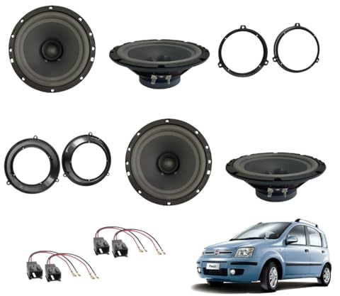 Somer Car Kit 4 Casse Altoparlanti Anteriori Posteriori compatibile con Fiat Panda da 2003 Doppio Cono