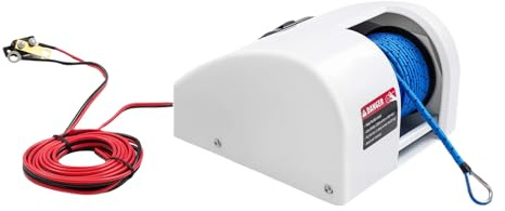 LKHDONG Cabrestante de ancla, 12 V, eléctrico, con mando a distancia y cuerdas de anclaje, cabrestante para barco de 25/35/45LBS (25 LBS)