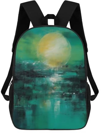 Sacs À Dos Pour Enfants Imprimés En 3D Emerald Horizon – Abstract Sun And Water Reflection Sacs D'école Pour Enfants Garçons Et Filles, Sacs De Voyage, Sacs À Livres Pour L'école Ou Les Voyages 17inch