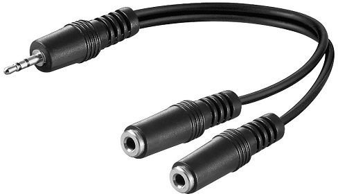 CABLEPELADO Cavo audio stereo splitter: 2 x jack femmina da 3,5 mm a jack femmina da 3,5 mm: cavo splitter per cuffie: compatibile con iPod, iPhone, iPad, Samsung, lettori MP3: 20 cm: nero.