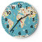 Modern Wanduhr Geographie Globus Grafik Illustration 30x30cm Rund Klein Wand Uhr Glas Analog Zimmeruhren Küche Büro Wohnzimmer Glasuhr Wall Clock Dekoration Design Küchenuhr C4AR30x30-3106