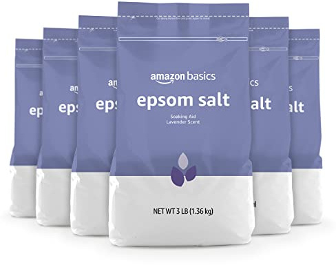 Amazon Basics Epsom Salt Soaking Aid, Lavender Scented, 3 Pound, 6-Pack (Previously Solimo)