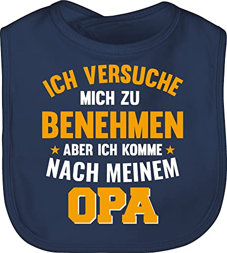 Shirtracer Baby Lätzchen - Sprüche - Ich versuche mich zu benehmen aber ich komme nach meinem Opa orange - Unisize - Navy Blau - lustige babysachen spruch grandpa kinderlatz