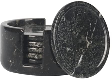Radicaln Marmoruntersetzer für Getränke, handgefertigt, rund, für warme Kaffeetassen, Untersetzer für Büro, Trinkzubehör für Küche, 8,9 cm, Schwarz