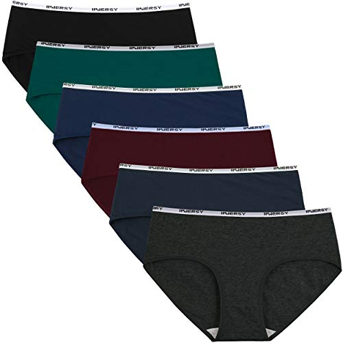 INNERSY Unterhosen Damen Baumwolle Slips Mehrpack Hipster Unterwäsche Set 6er Pack (M, Dunkle)