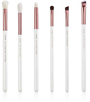 Jessup 6 pièces ensemble de pinceaux pour les yeux eye-liner cils fumé ombre à paupières crayon à la main en Fiber cheveux maquillage ensemble et Kit Blanc/Or Rose T221