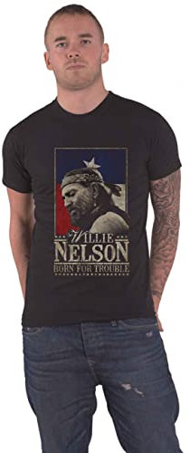 Willie Nelson T Shirt Born for Trouble Portrait Logo Nue offiziell Herren XL