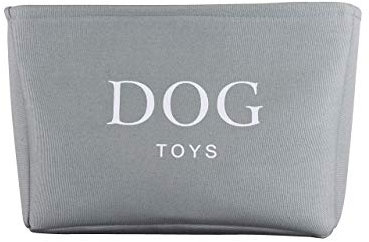 Grey Canvas Dog Toy Basket - Box for Dogs Toy Storage. 40cms (16in) x 30cms (12in) x 25cms (10in)