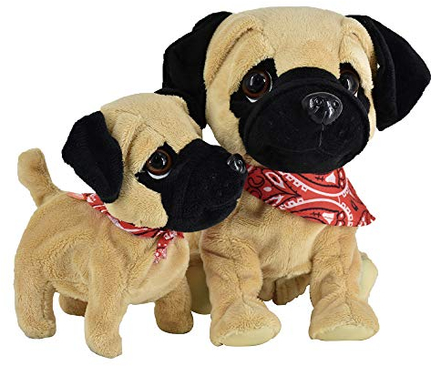 Daddy Mops & Puppy Mops - Elektronische Plüsch-Spielzeughunde - Berührungen und Geräusche, Führt Tricks vor, bellt und kuschelt. Hab Spaß mit beiden Mops zusammen. Alter: 18 Monate und älter