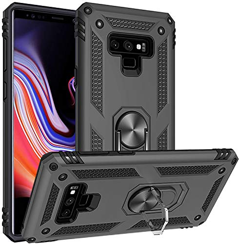 Fetrim Custodia per Galaxy Note 9, Cover PC TPU Cassa Shell Supporto di Anello Rotante Case per Samsung Galaxy Note 9 Nero