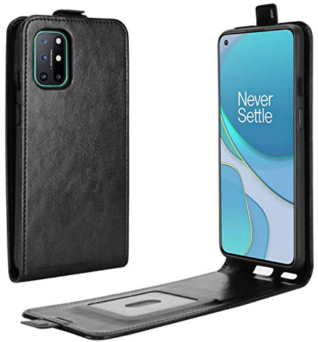HualuBro OnePlus 8T Hülle, Premium PU Leder Brieftasche Schutzhülle HandyHülle [Magnetic Closure] Handytasche Flip Case Cover für OnePlus 8T Tasche (Schwarz)
