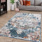 TT Home Wohnzimmer Teppich Kurzflor Wohnzimmerteppich Marokkanisch Vintage Bordüre, Farbe: Blau, Größe:120x170 cm