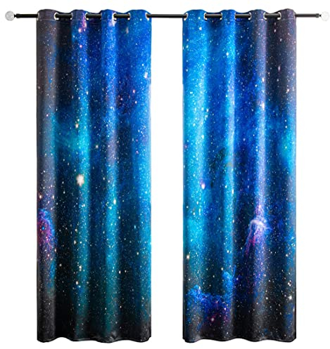 goodbath Platz Vorhänge,Galaxis Universum Nebel Sterne Sternenhimmel Thermal Verdunkelungsvorhänge für Schlafzimmer für Mädchen Jungen Kinder, 2 Platten, 117 x 138 cm